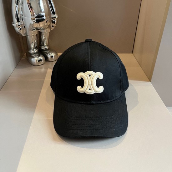 Celine Cotton Baseball Cap Hat Black