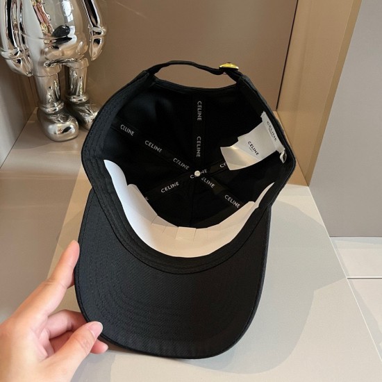 Celine Cotton Baseball Cap Hat Black