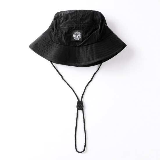 Stone Island Nylon Metal Bucket Sun Summer Travel Fishing Hiking Fisherman Hat Black