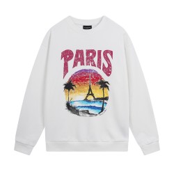 Balenciaga Paris Tropical Round Sweatshirt Oversized in white and pink medium fleece