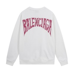 Balenciaga Paris Tropical Round Sweatshirt Oversized in white and pink medium fleece