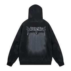 Balenciaga Paris Moon No Pocket Hoodie Oversized in black curly fleece