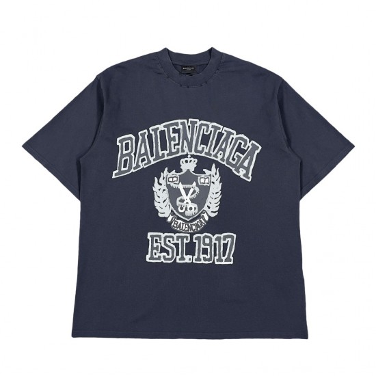 Balenciaga Est.1917 t-shirt Short-sleeved crewneck t-shirt in black vintage jersey　