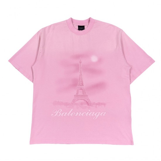 Balenciaga Paris Moon T-Shirt Oversized in light pink vintage jersey