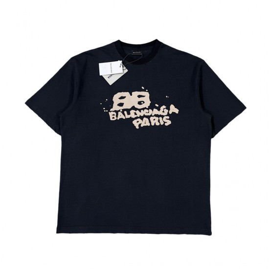 Balenciaga Hand-Drawn BB Icon T-Shirt Medium Fit 'Black' 612966TNVN41059