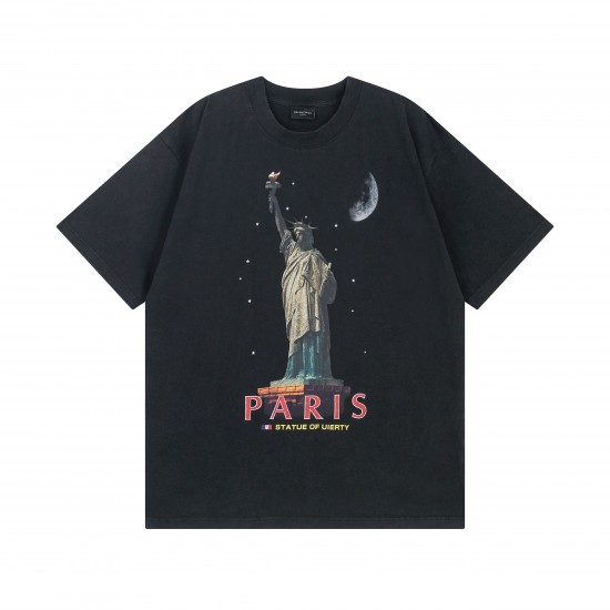 Balenciaga Paris Liberty T-Shirt Medium Fit in black vintage jersey