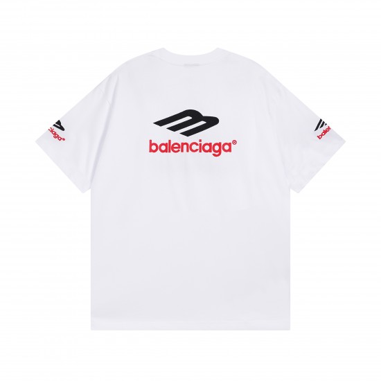 Balenciaga 3B Sports Icon T-Shirt Medium Fit in white, black and red vintage jersey