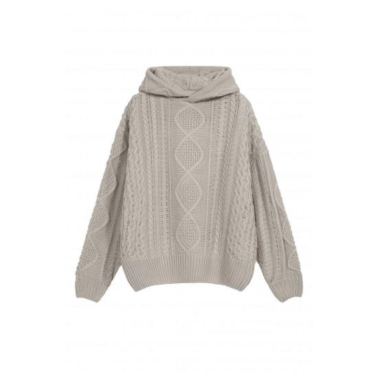 Fear of God Essentials FW23 Cable Knit Hoodie 'Silver Cloud' 192BT234392F