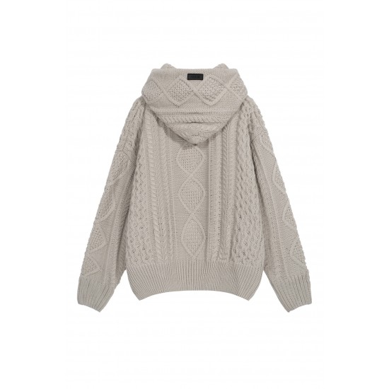 Fear of God Essentials FW23 Cable Knit Hoodie 'Silver Cloud' 192BT234392F