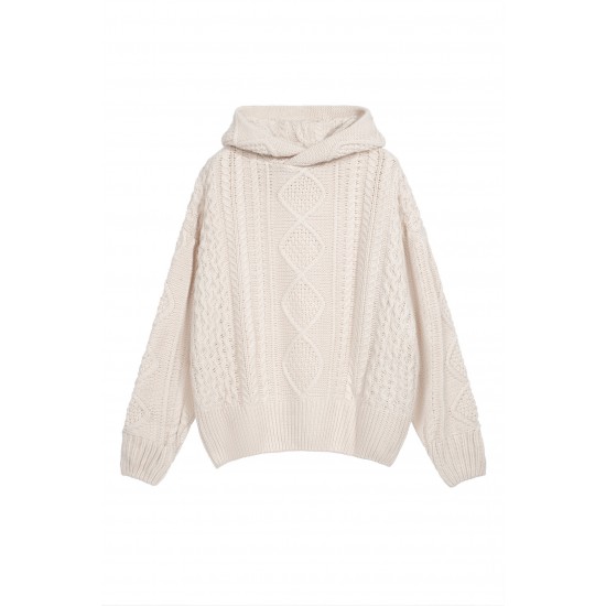 Fear of God Essentials FW23 Cable Knit Hoodie 'Cloud Dancer' 192BT234391F