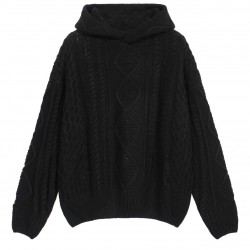 Fear of God Essentials FW23 Cable Knit Hoodie 'Jet Black' 192BT234390F