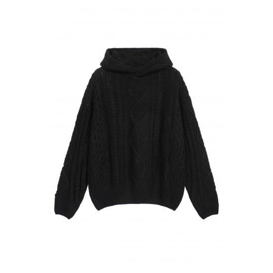 Fear of God Essentials FW23 Cable Knit Hoodie 'Jet Black' 192BT234390F