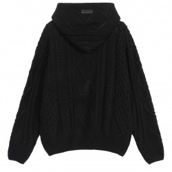 Fear of God Essentials FW23 Cable Knit Hoodie 'Jet Black' 192BT234390F