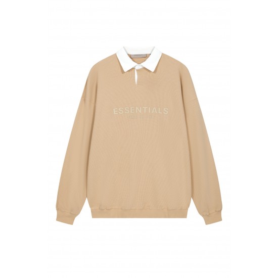 Fear of God Essentials SS23 Waffle Long Sleeve Polo Shirt 'Sand' FOG-SS23-055