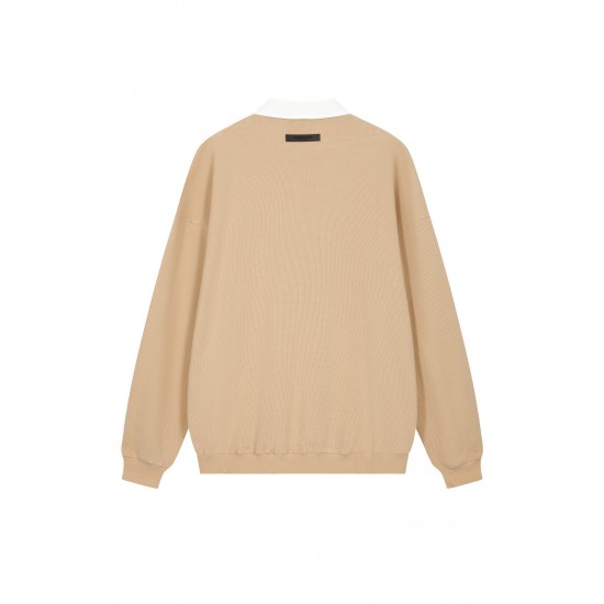 Fear of God Essentials SS23 Waffle Long Sleeve Polo Shirt 'Sand' FOG-SS23-055