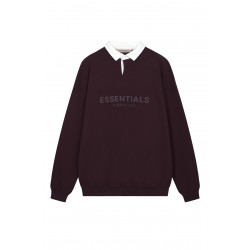 Fear of God Essentials SS23 Waffle Long Sleeve Polo Shirt 'Plum' FOG-SS23-054