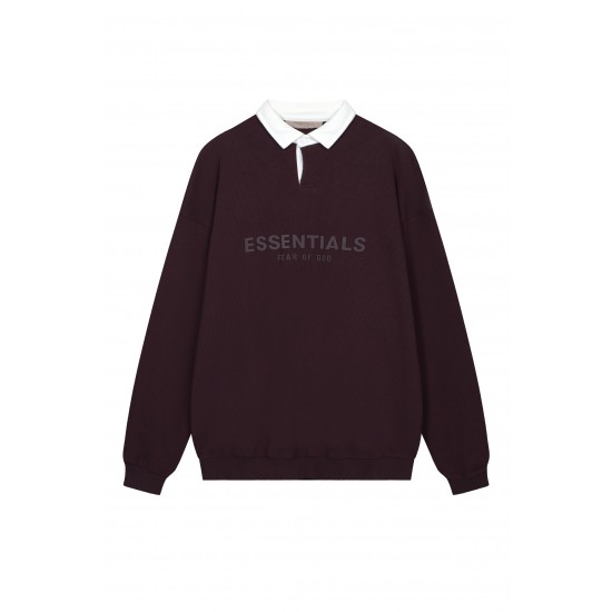 Fear of God Essentials SS23 Waffle Long Sleeve Polo Shirt 'Plum' FOG-SS23-054