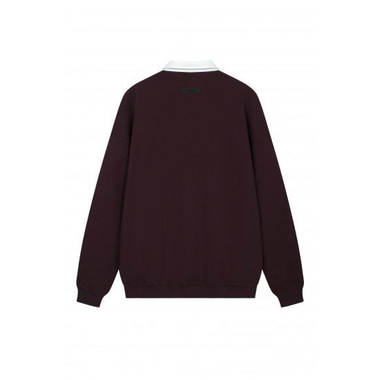 Fear of God Essentials SS23 Waffle Long Sleeve Polo Shirt 'Plum' FOG-SS23-054