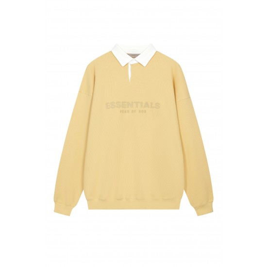 Fear of God Essentials SS23 Waffle Long Sleeve Polo Shirt 'Light Tuscan' FOG-SS23-057