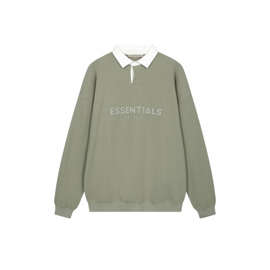 Fear of God Essentials SS23 Waffle Long Sleeve Polo Shirt Sycamore