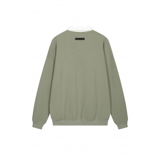 Fear of God Essentials SS23 Waffle Long Sleeve Polo Shirt Sycamore