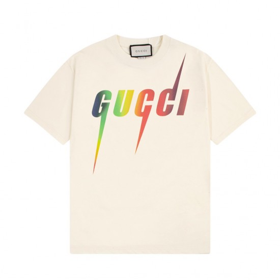 Gucci print cotton T-shirt 'off white' 616036-XJFF9-9095