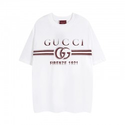 Gucci Logo Print Cotton Jersey T-Shirt White 