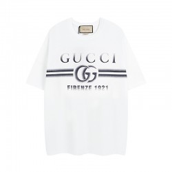 Gucci Logo Print Cotton Jersey T-Shirt White Black