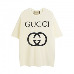 Gucci OFF-WHITE Cotton Oversize With Interlocking G Cream White