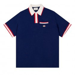 Gucci Blue Interlocking G Cotton Piquet Polo