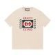 Gucci Men's Cream White Logo Print Cotton Jersey T-shirt