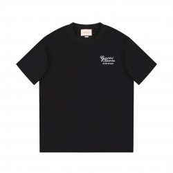 Gucci Logo Embroidered Cotton Jersey T-Shirt Black