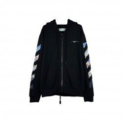 Off-White Painting Printing Arrow Pattern Zipper Classic Black OMBE001G20FLE0011088