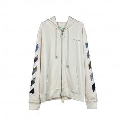 Off-White Painting Printing Arrow Pattern Zipper Classic White