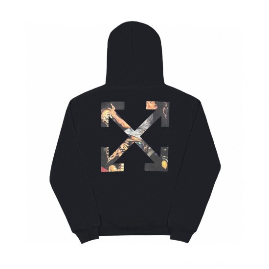 Off-White FW20 Painting Arrow Hooded Sweater Men's Black OMBB037F20FLE0021001