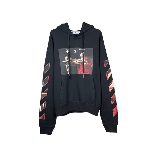 Off-White SS21 Caravaggio Printing Hoodie 'Black Red' OMBB037R21FLE0021025