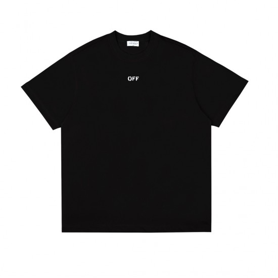 Off-White Cotton Classic Arrow Logo Printing Round Neck Short Sleeve Black