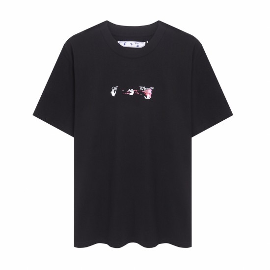 Off-White Arrow Pattern Round Neck Tee 'Black White Pink' OMAA027F21JER0171032