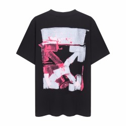 Off-White Arrow Pattern Round Neck Tee 'Black White Pink' OMAA027F21JER0171032