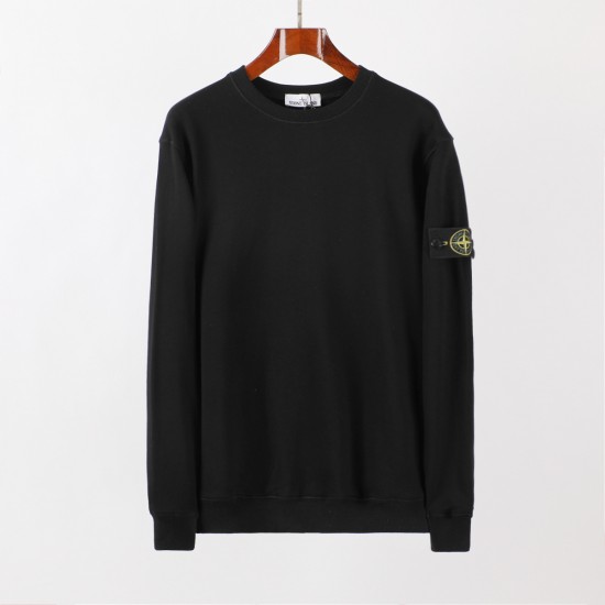 Stone Island Long Sleeve Soft Cotton Crew Neck Knit Black