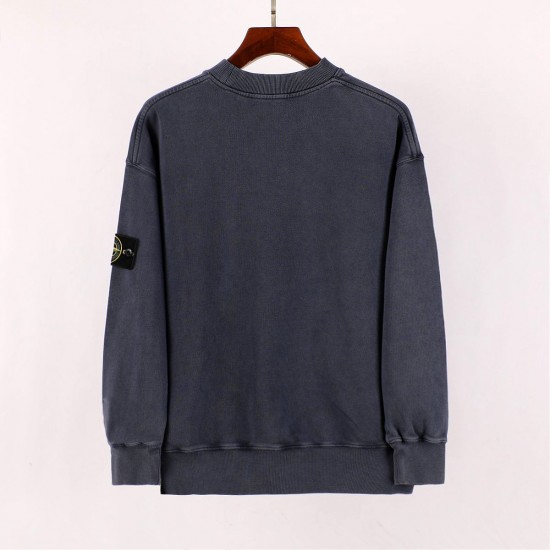 Stone Island Washed Garment Dyed Malfile Crew Sweat Anthracite