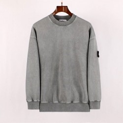 Stone Island Washed Garment Dyed Malfile Crew Sweat Grey