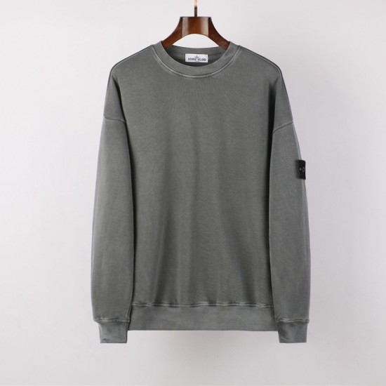 Stone Island Washed Crew Neck Sweatshirt Grey Mel