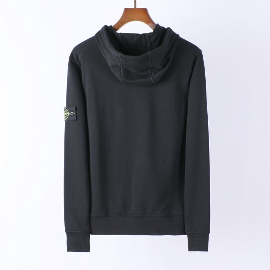 Stone Island Sleeve Logo Zipper Classic Hooded Black