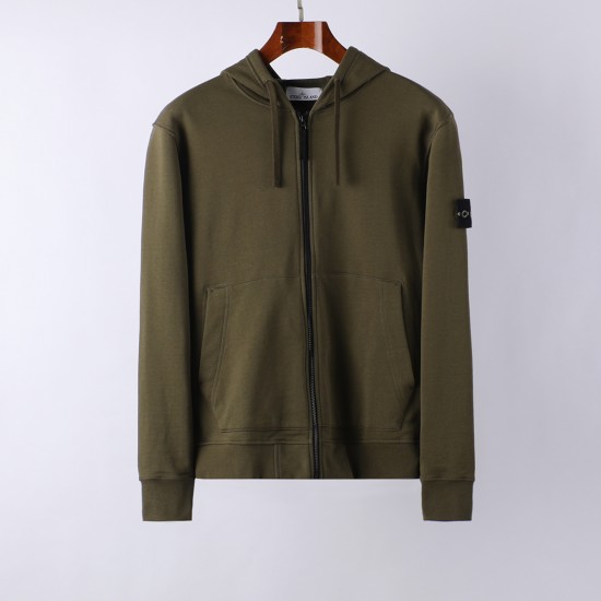 Stone Island Sleeve Zipper Classic Hooded Green