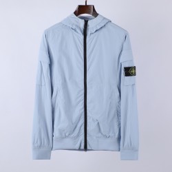 Stone Island Crinkle Reps Hooded Jacket Sky Blue