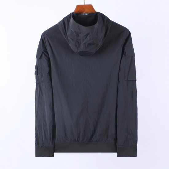 Stone Island Crinkle Reps Hooded Jacket Black