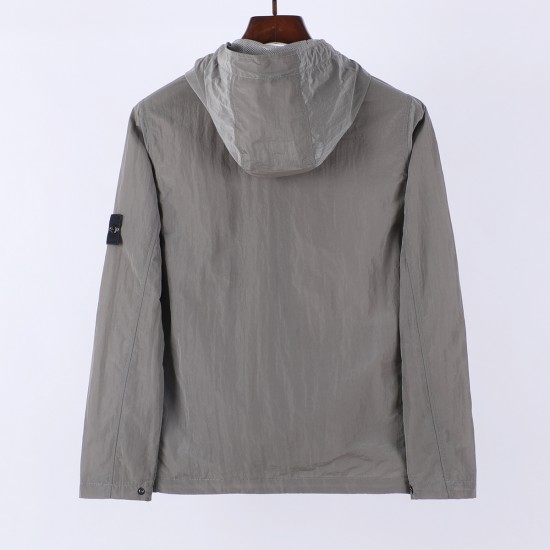 Stone Island Crinkle Reps Hooded Jacket Grey