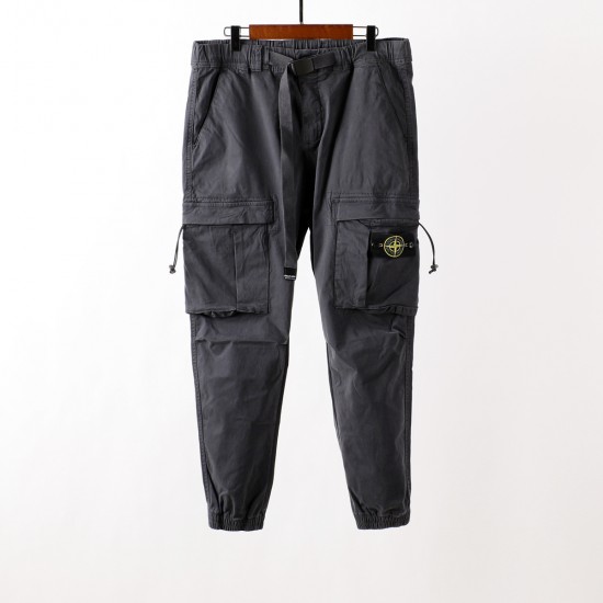 Stone Island Brushed Cotton Canvas Cargo Pants Obsidian