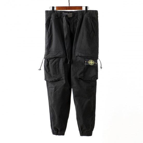 Stone Island Brushed Cotton Canvas Cargo Pants Black